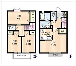 シャトレー武蔵野弐番舘 1階3LDKの間取り