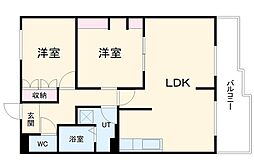 シャルードS 1階2LDKの間取り