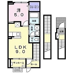 レジデンス藤岡1 1LDKの間取図画像