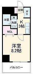 名古屋市営名城線 志賀本通駅 徒歩5分の賃貸マンション 7階1Kの間取り