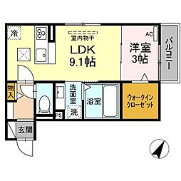 名鉄豊川線 諏訪町駅 徒歩20分の賃貸アパート 2階1LDKの間取り