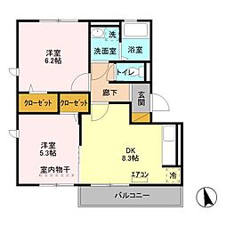 アルカンシェル 2DKの間取図画像