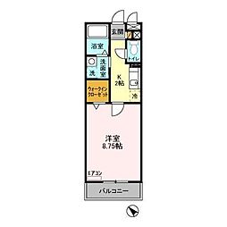 第3エーデルハイム 2階1Kの間取り