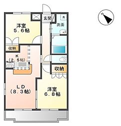 ジャスティス 2LDKの間取図画像