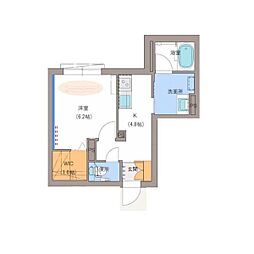 名古屋市営東山線 高畑駅 徒歩4分の賃貸マンション 2階1Kの間取り