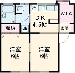 ａｎハイツ 1階2DKの間取り