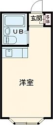 プリシード中野 1階ワンルームの間取り