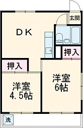 フラット白山第ニ 1階2DKの間取り