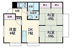 ヴィレッジ牛久保 2階3DKの間取り
