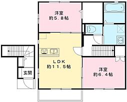 ＳＴ．Ｓｐｒｉｎｇ　Ｃｏｕｒｔ 2階2LDKの間取り
