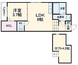 ミカーサ 2階1LDKの間取り