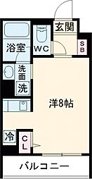 パルムクレスト武蔵小山　サウス棟 1階ワンルームの間取り