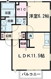 リジュールＳＡＫＵＲＡ　A 2階1LDKの間取り