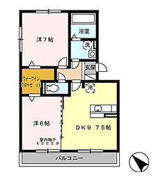 Ｋ．Ｉ．ハイツ 3階2DKの間取り
