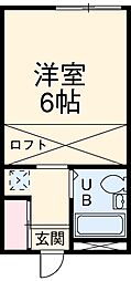 レオパレス鳴海第5 1階1Kの間取り