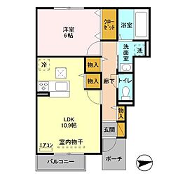ポルト・ボヌール 1階1LDKの間取り