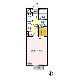 Ｃｅｎｔｒａｌ　ｐｉｌｌａｒ 2階1Kの間取り