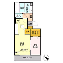 カーサリリオ 1DKの間取図画像