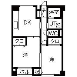 ストーンランド・ヒル 1階2DKの間取り