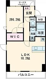 アポロ 6階1LDKの間取り