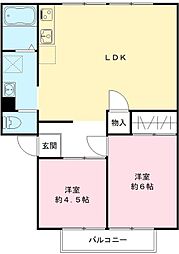 ファインライツ　II 1階2LDKの間取り