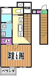 アンシャンテ本八幡 2階1Kの間取り