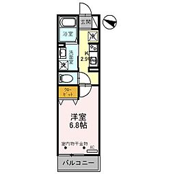 スリール　ドゥ 3階1Kの間取り
