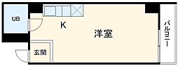 名古屋市営東山線 池下駅 徒歩1分の賃貸マンション 6階ワンルームの間取り