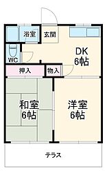 コーポ大藪 1階2DKの間取り