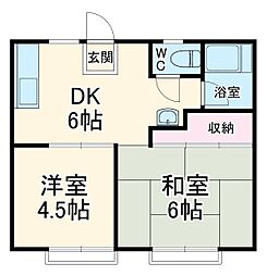 白百合ハウスI 1階2DKの間取り