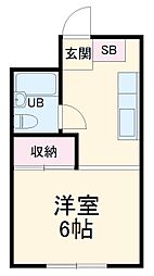 JR南武線 稲田堤駅 徒歩1分の賃貸マンション 3階1Kの間取り