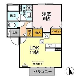 リュエル　Ａ/Ｂ 1階1LDKの間取り