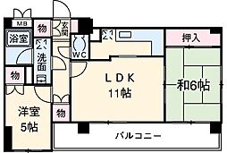パーク・ユイット立川 3階2LDKの間取り