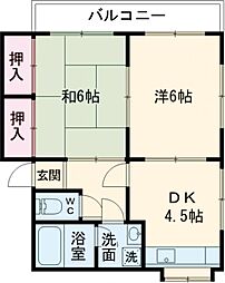 メゾンドロリエールＢ 2階2DKの間取り
