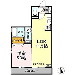 セゾントレビナ 3階1LDKの間取り