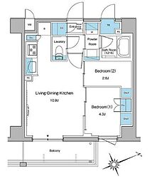 東京メトロ丸ノ内線 中野坂上駅 徒歩7分の賃貸マンション 2階2LDKの間取り