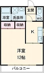 エレガンスR＆Y石沢 2階1Kの間取り