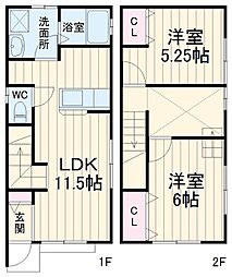 采女町みらい 1階2LDKの間取り