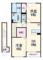 セジュールモダンコート 2階2DKの間取り