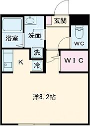 リブリ・ニュータウン 2階1Kの間取り