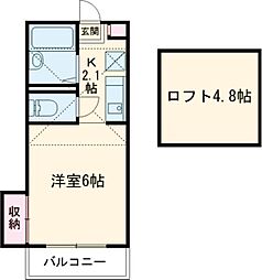 メゾン・ド・三恵 2階1Kの間取り