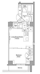 JR山手線 目黒駅 徒歩10分の賃貸マンション 2階1LDKの間取り