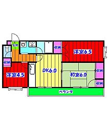 ハイブリッジF 3DKの間取図画像