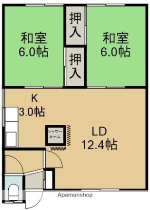 高台荘 1F左｜北海道函館市昭和１丁目(賃貸アパート2LDK・1階・52.39㎡)の写真 その2