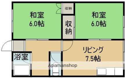 ハイデンス日吉I 212｜北海道函館市日吉町３丁目(賃貸マンション2DK・2階・43.74㎡)の写真 その2