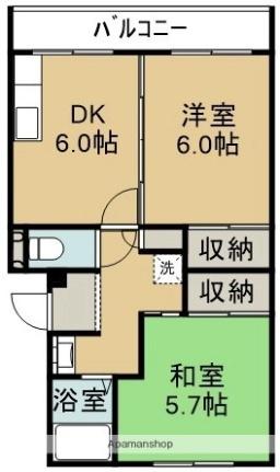 メゾン・ド・シャモニー 104｜北海道函館市昭和３丁目(賃貸マンション2DK・3階・43.04㎡)の写真 その2