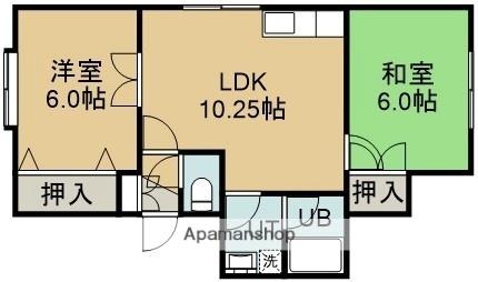 コーポフォーレスト 2階左号室｜北海道函館市栄町(賃貸アパート2LDK・2階・50.10㎡)の写真 その2