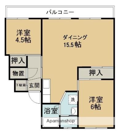 北海道網走市向陽ケ丘５丁目(賃貸マンション2DK・4階・55.99㎡)の写真 その2