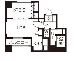 パークアクシス新さっぽろ 1308｜北海道札幌市厚別区厚別中央二条５丁目(賃貸マンション1LDK・13階・45.35㎡)の写真 その2