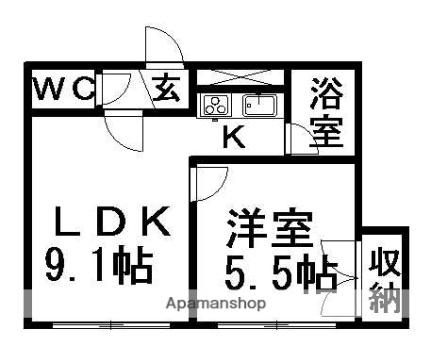 北海道札幌市白石区菊水六条２丁目(賃貸マンション1DK・4階・34.50㎡)の写真 その2